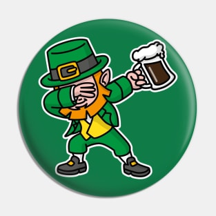 Dab dabbing leprechaun St. Patrick's day pint dark Irish beer Pin