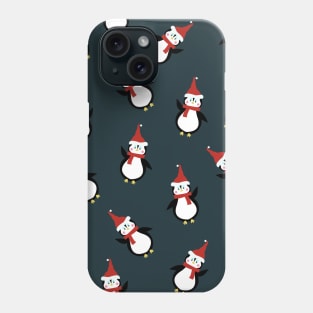 Seamless pattern with Christmas penguins Phone Case