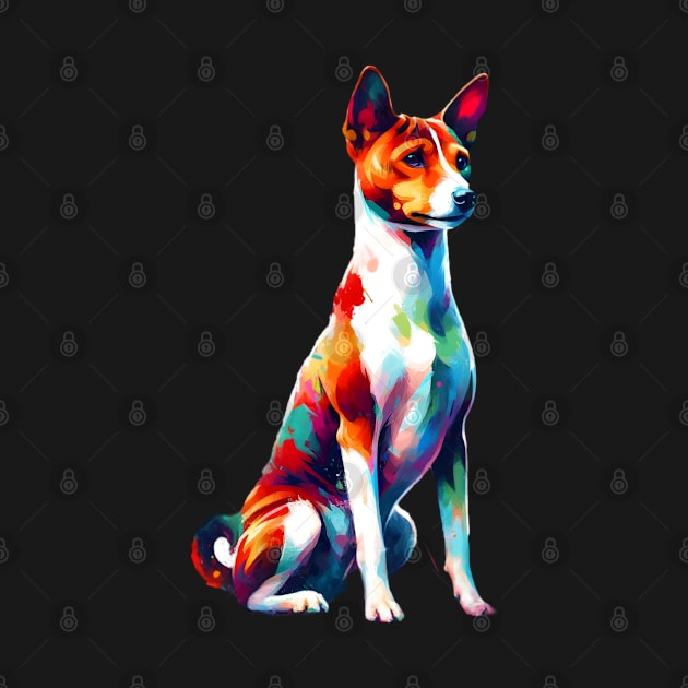 Energetic Basenji in Colorful Abstract Splash Art Style by ArtRUs