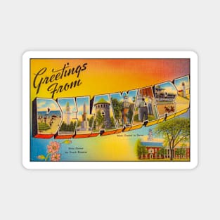 Greetings from Delaware Vintage 1930's Postcard Magnet