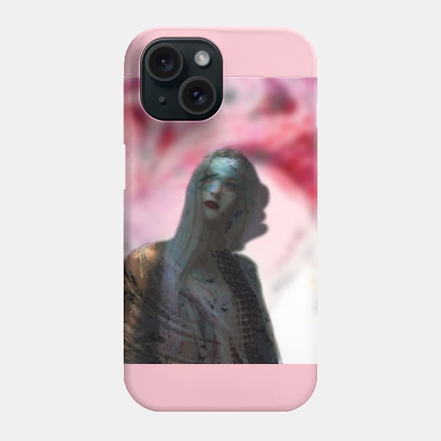 Portrait, digital collage and special processing. Beautiful woman, like painted. Fantasy background. Pink and gray. Phone Case by 234TeeUser234