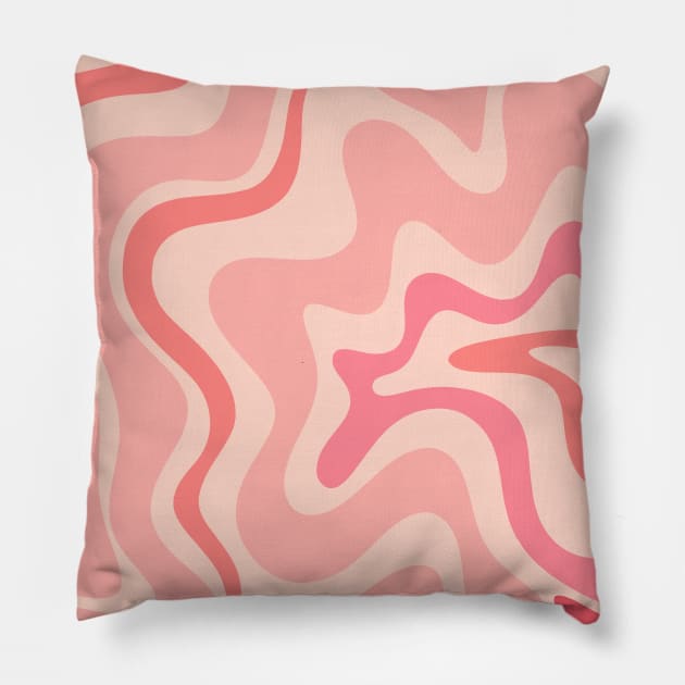 Retro Liquid Swirl Abstract Pattern in Blush Pink Tones Pillow by KierkegaardDesignStudio