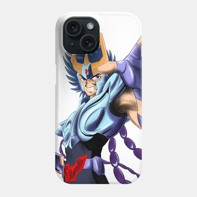 ikki the phoenix in saint seiya myth cloth anime art in white wallpaper of cosmos Phone Case by jorge_lebeau