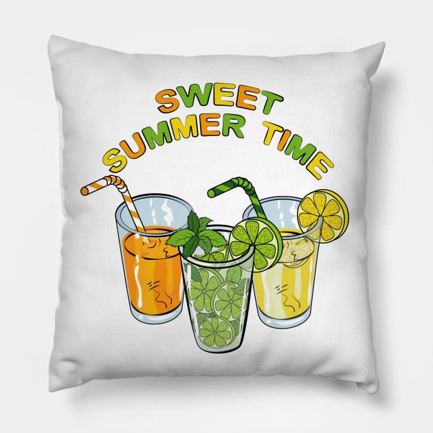 Sweet Summer Time - Cold Drinks Pillow by Designoholic