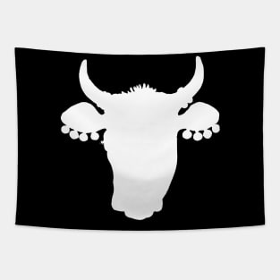 White Cow Head Silhouette Tapestry