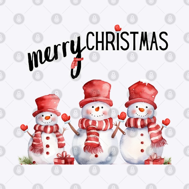 Cute Snowmen in Scarves and Hats with Mittens by mw1designsart