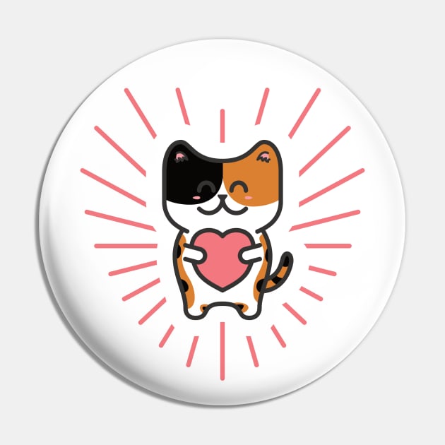 Cute Calico Love Cat Pin by Mob73