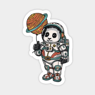 Astronaut Panda With Saturn Balloon Magnet