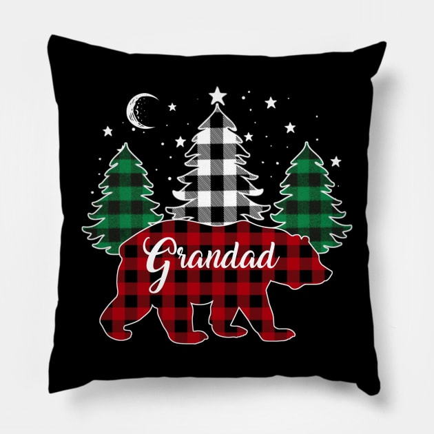 Grandad Bear Buffalo Red Plaid Matching Family Christmas Pillow by Marang