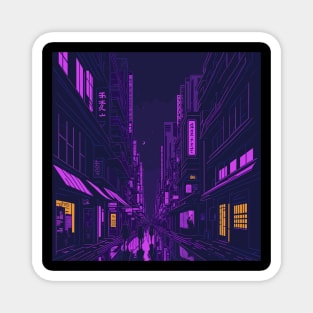 tokyo street night purple Magnet