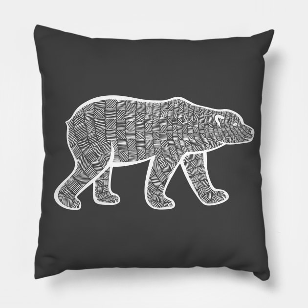 Polar Bear Ink Art - on dark colors Pillow by Green Paladin