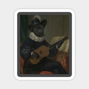 Oil Painting Musician Dog Portrait Magnet