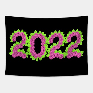 2022 formed with pink roses and green leaves Tapestry