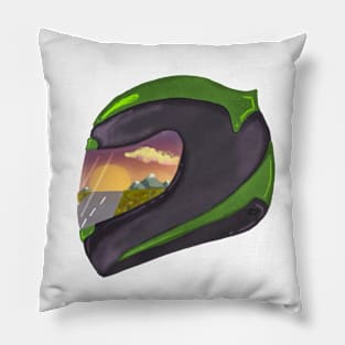 An epic landscape reflected in your visor! Pillow