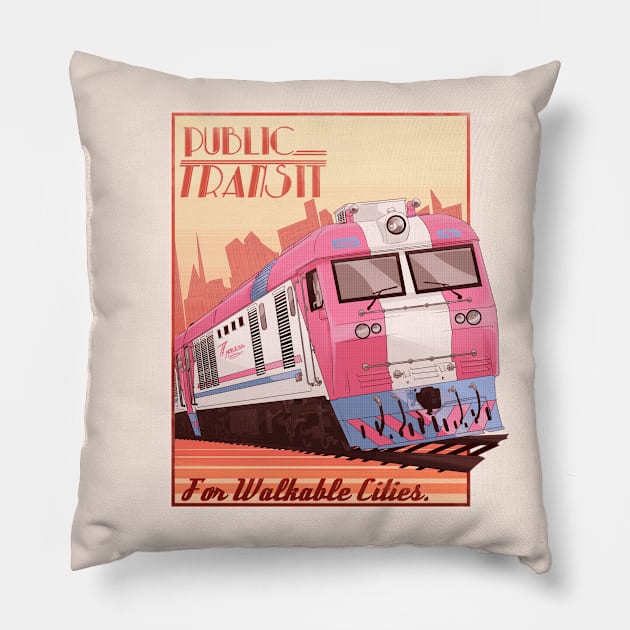 Public Transit For Walkable Cities Pillow by Oh My Martyn