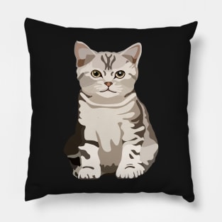 Striped Kitten - Hand-Drawn Pillow