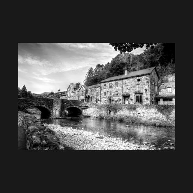 Beddgelert Village, Snowdonia, Wales Black And White by tommysphotos