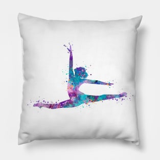 Girl Gymnastics Twine Watercolor Silhouette Pillow