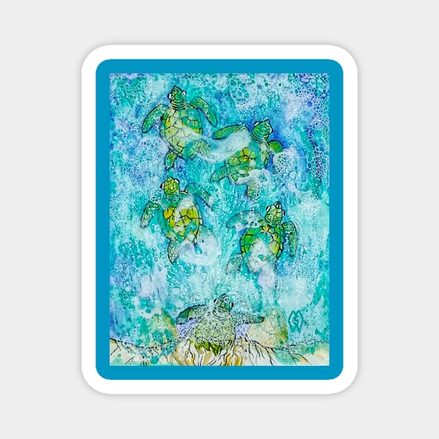 Baby Sea Turtle Run Magnet by Matt Starr Fine Art