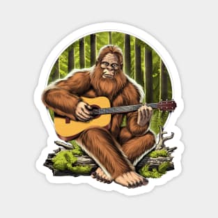 Bigfoot Playing Acoustic Guitar Magnet