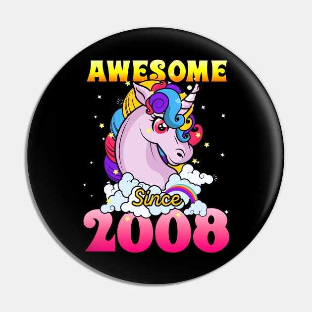 Funny Awesome Unicorn Since 2008 Cute Gift Pin by saugiohoc994