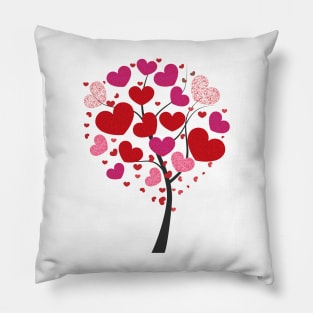 Heart tree with red shining sparkle hearts Pillow