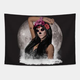 Sugar Skull Vision Purple Eyes Full Moon Tapestry