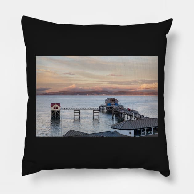 Mumbles Pier and Lifeboat Station Pillow by dasantillo