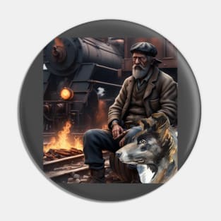 Railroad Hobo & Dog Pin