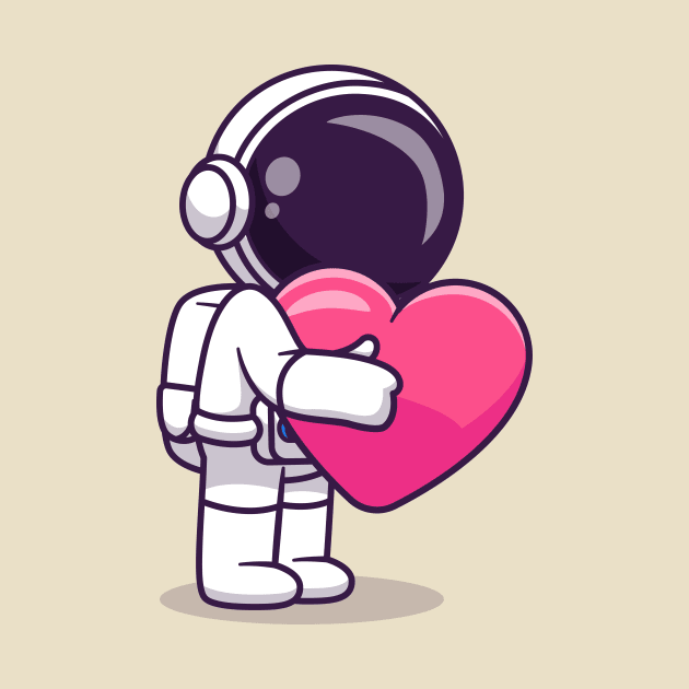 Cute Astronaut Hug Love Heart Cartoon by Catalyst Labs