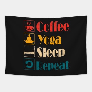 Coffee Yoga Sleep Repeat Tapestry