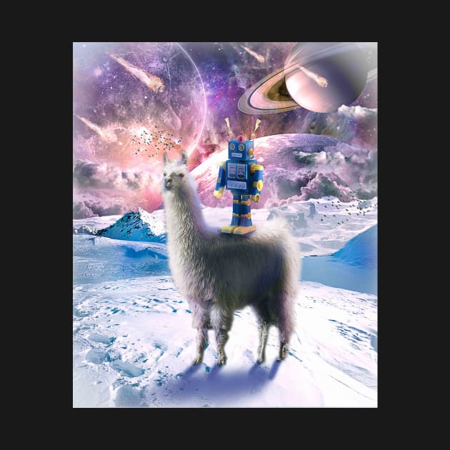 Cute Robot Riding Llama In Galaxy Space by Random Galaxy