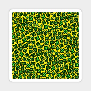 Green on Yellow Shamrock Shaped Leopard Print for Saint Patrick's Day Magnet