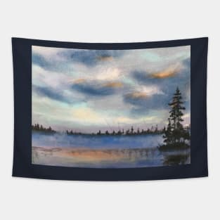 Mist on the Lake Before Dawn Tapestry