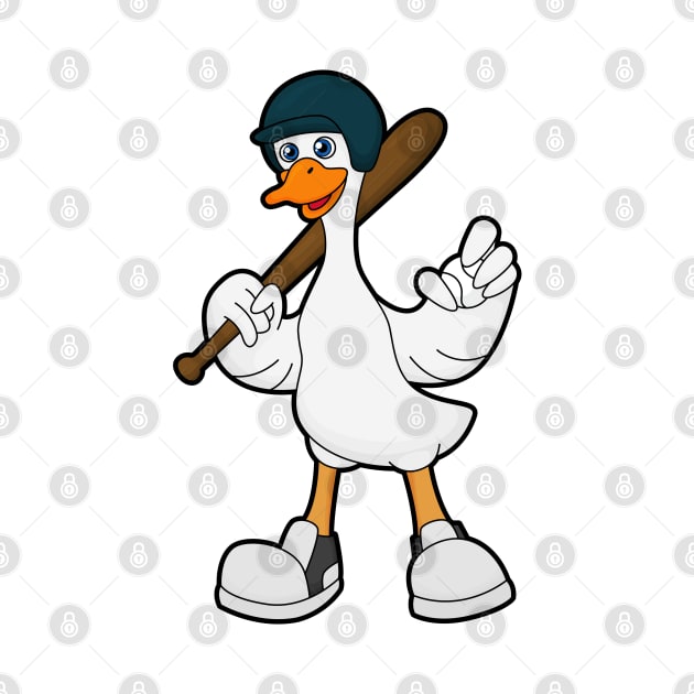 Duck at Baseball with Baseball racket & Helmet by Markus Schnabel