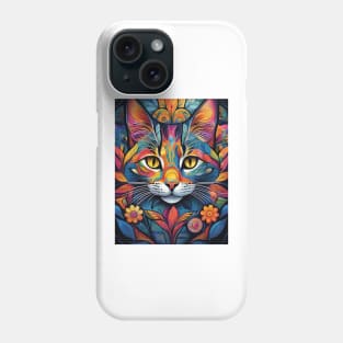 Copy of vibrant and colourful cat art design Phone Case