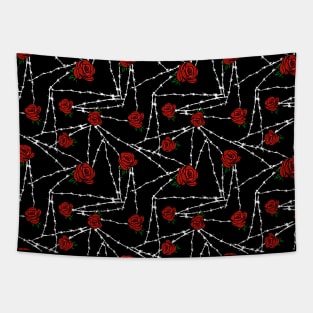 Red Roses and Barbed Wire Goth Pattern Tapestry