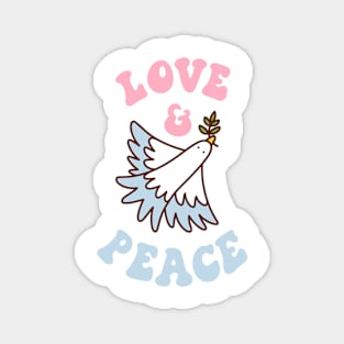 Bird and text: Love & Peace Magnet
