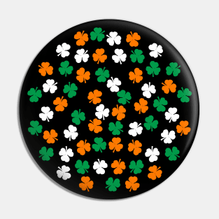 St Patricks Day Shamrock Green White Orange Pin