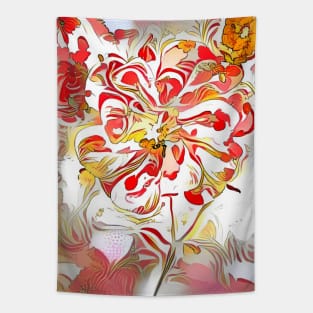 Red Swirly Dream Columbine Flower Tapestry