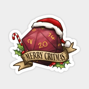 D20 Merry Critmas Dice Red Magnet