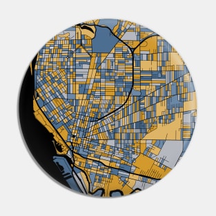 Buffalo Map Pattern in Blue & Gold Pin