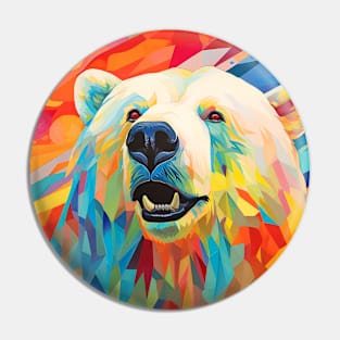 Polar Bear Animal Portrait Colorful Painting Pin