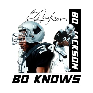 Bo Jackson Bo Knows Signature Vintage Legend Baseball Football Bootleg Rap Graphic Style T-Shirt