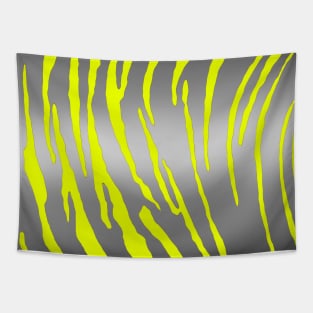 Silver Tiger Stripes Yellow Tapestry