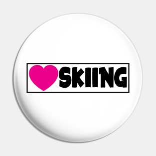 I LOVE SKIING MOUNTAINS SKIER SKI HEART Pin