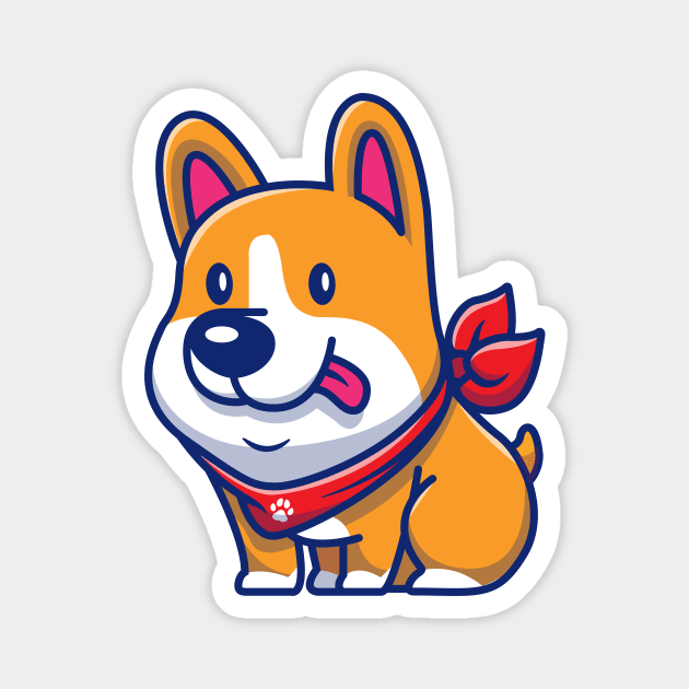 Cute Corgi Sitting Cartoon Magnet by Catalyst Labs