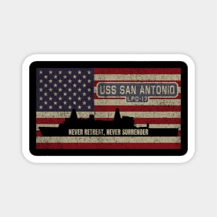 San Antonio LPD-17 Amphibious Transport Dock Vintage USA American Flag Gift Magnet