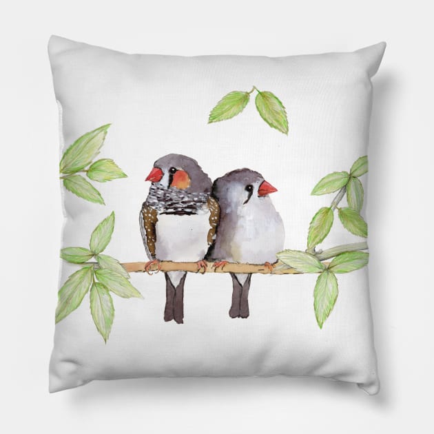 Sweet couple of zebra finches Pillow by Bwiselizzy