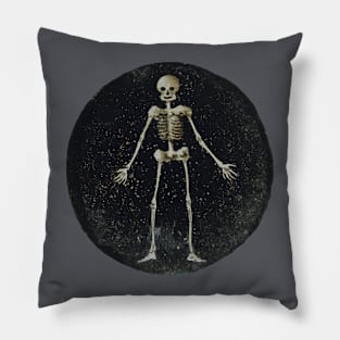 The cutest skeleton in the history of ever - vintage lantern slide, handpainted on glass - cleaned and restored Pillow